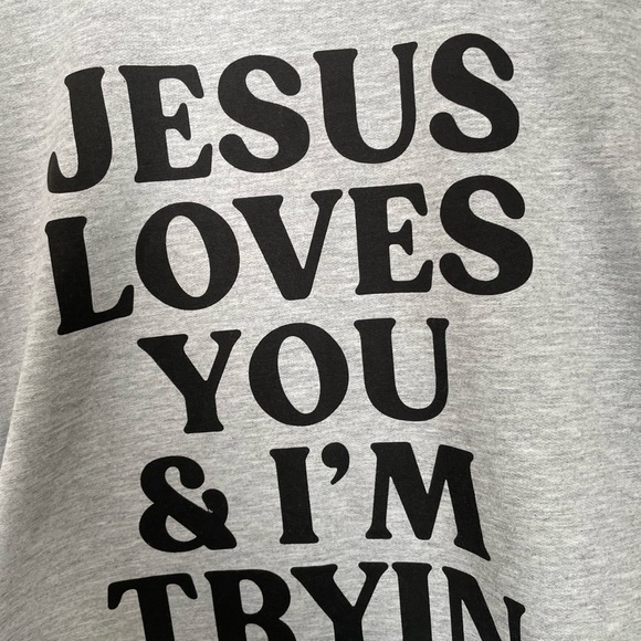 Gray Christian Sweatshirt with Bold Text Sz Med - Picture 5 of 5